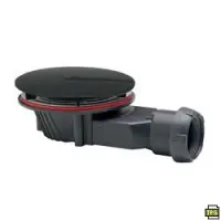 Offre Exclusive Bonde de douche Slim+ Black Touch extra plate à visser ou à coller avec dôme ABS noir diamètre 90 WIRQUIN