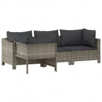Produit De Marque Salon de jardin meuble d‘extérieur ensemble de mobilier 4 pièces avec coussins gris résine tressée 02_0016154