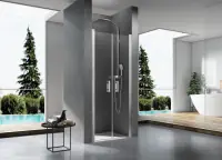 Paroi de douche Concerto Access sans seuil portes battantes profilés argent brillant verre transparent largeur 80 cm Meilleure Vente