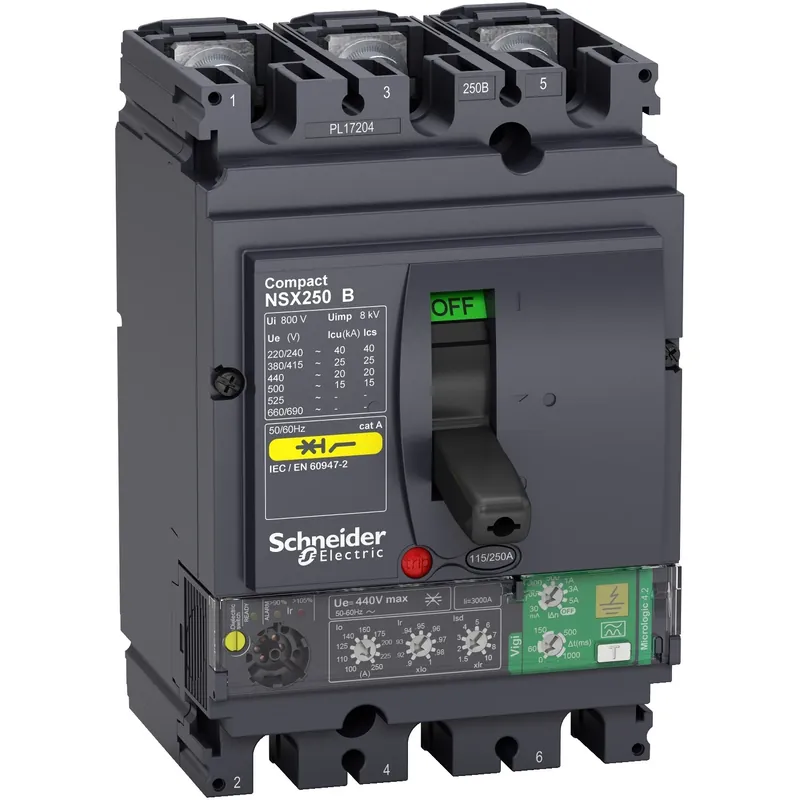 Compact NSX250B – disjoncteur différentiel – 3P3d 25kA Micrologic 4.2 Vigi 250A Promotion Saisonnière