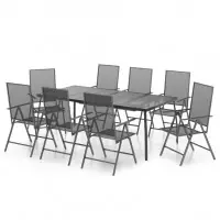 Haute Qualité Ensemble de salle à manger de jardin meuble extérieur 9 pièces anthracite acier 02_0014066