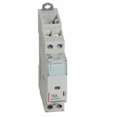 Achat Immédiat Contacteur de puissance CX³ bobine 230V~ sans commande manuelle – 2P 250V~ – 16A – contact O+F – 1 module – LEGRAND