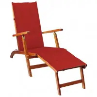 Jusqu'à Épuisement Des Stocks Transat chaise longue bain de soleil lit de jardin terrasse meuble d‘extérieur 167 cm avec repose-pied et coussin acacia solide 02_0012578