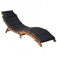 Transat chaise longue bain de soleil lit de jardin terrasse meuble d‘extérieur avec coussin bois d‘acacia solide gris foncé 02_0012412 Offre Du Jour