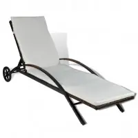 Transat chaise longue bain de soleil lit de jardin terrasse meuble d‘extérieur avec coussin et roues résine tressée marron 02_0012446 Retour Gratuit