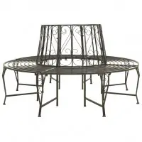 Banc de jardin meuble de patio d‘extérieur terrasse circulaire de jardin 160 x 89 cm acier gris argenté 02_0011118 Jusqu'à Épuisement Des Stocks