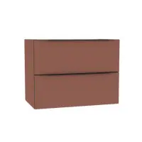 Prix Cassé Meuble sous vasque 2 tiroirs chant noir et poignée noire Plénitude terracotta 80 x 46 cm