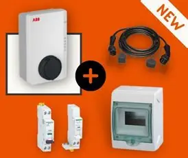 Produit De Marque Lot Borne de recharge ABB 3.7 kW avec Coffret, Disjoncteur, Différentiel et Câble de charge 7m