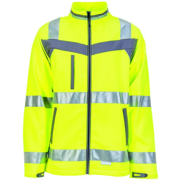Veste de signalisation softshell Plaline, jaune / ardoise, Taille unisexe M Promotion