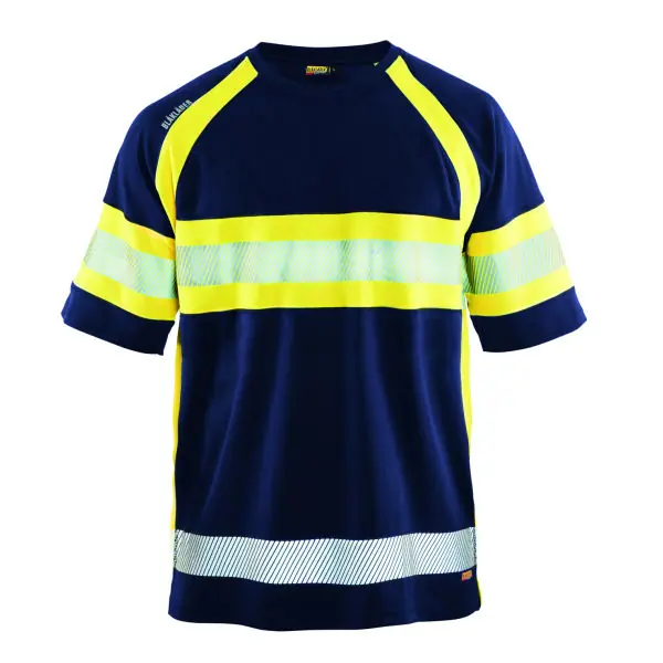 Achat Immédiat T-shirt de signalisation, bleu marine / jaune, Taille unisexe S
