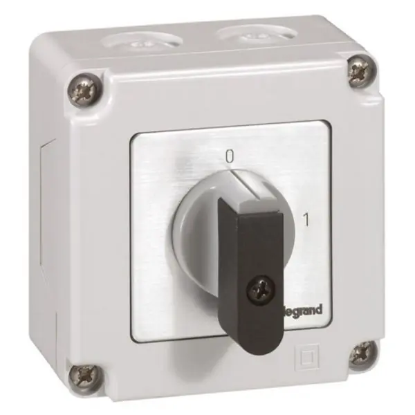 Achat Immédiat Commutateur à cames interrupteur marche/arrêt PR12 – 2P – 2 contacts – boîtier 76x76mm – LEGRAND
