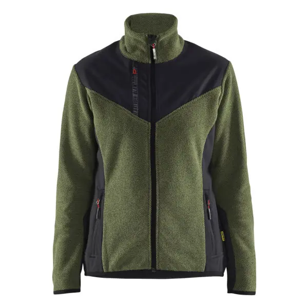 Veste tricotée femme avec Softshell Vert Automne/Noir L Satisfait Ou Remboursé