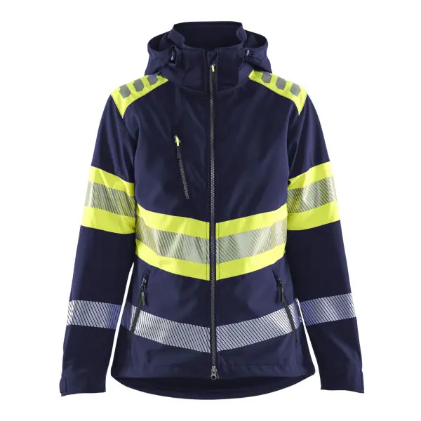 Prix Bas Femme Veste Softshell haute visibilité Bleu marine/ Jaune haute visibilité M