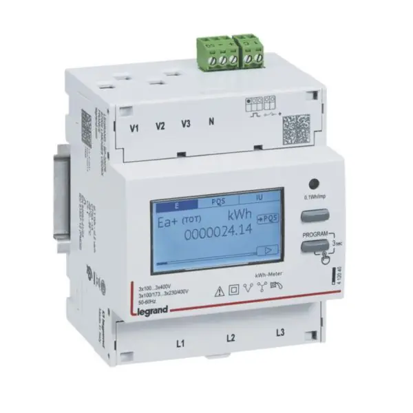 Compteur modulaire triphasé EMDX³ non MID raccordement TI 5A - 4 modules - avec sortie à impulsions - LEGRAND Populaire