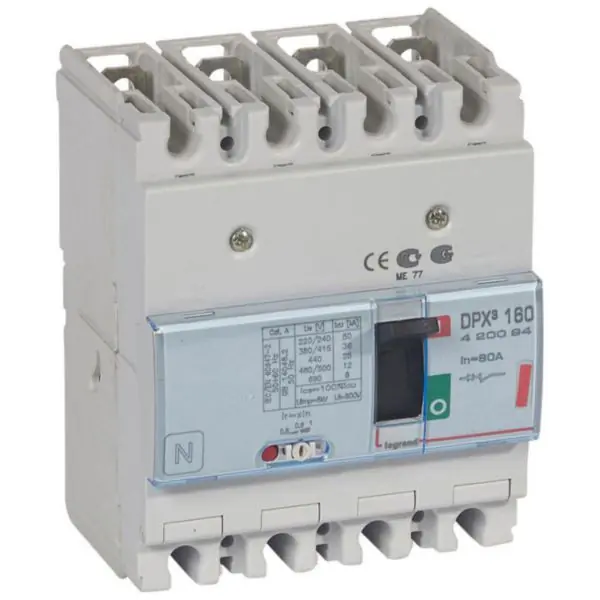 Achat Immédiat Disjoncteur magnétothermique DPX³160 pouvoir de coupure 36kA 400V~ – 4P – 80A – LEGRAND
